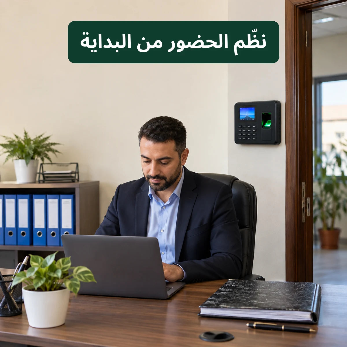جهاز البصمة مثبت قرب مدخل مؤسسة