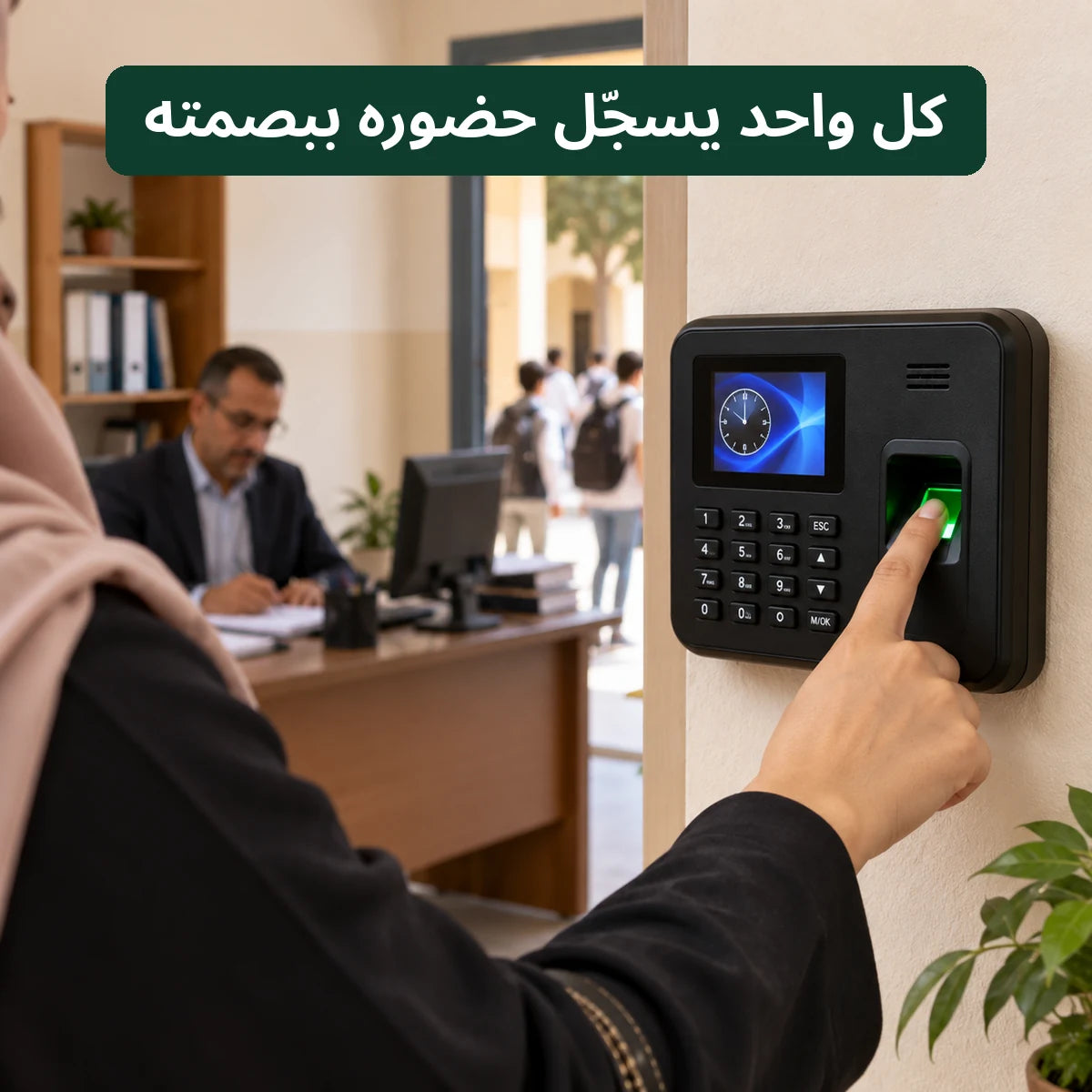 جهاز تسجيل الحضور في بيئة عمل منظمة